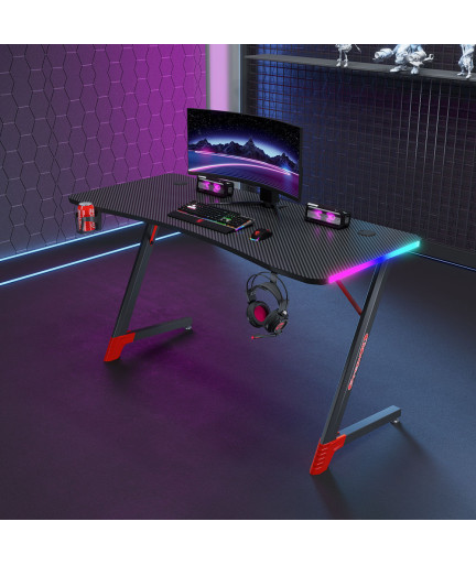 Геймърско бюро No brand D2209, 4 в 1, RGB, Черен - 74001