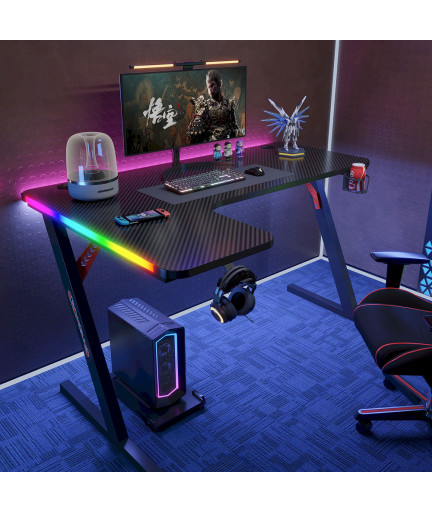 Геймърско бюро No brand P201, 4 в 1, RGB, Черен - 74003