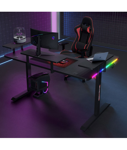 Геймърско бюро No brand P203, 5 в 1, RGB, Черен - 74004