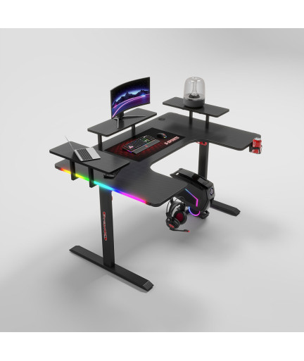 Геймърско бюро No brand P203, 5 в 1, RGB, Черен - 74004