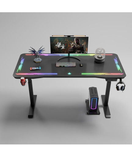 Геймърско бюро No brand Y109, 4 в 1, RGB, Черен - 74009