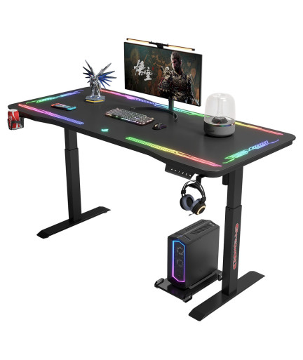 Геймърско бюро No brand Y109, 4 в 1, RGB, Черен - 74009