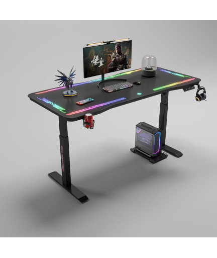 Геймърско бюро No brand Y109, 4 в 1, RGB, Черен - 74009