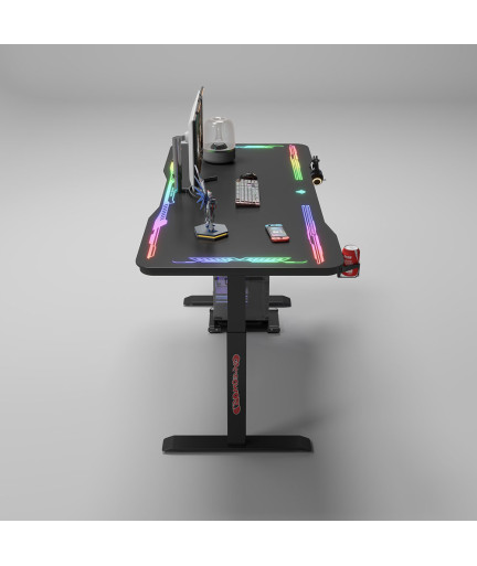 Геймърско бюро No brand Y109, 4 в 1, RGB, Черен - 74009