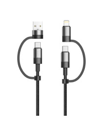 Кабел за данни DeTech DE-54UCI, 4в1 USB-Lightning/Type-C Type-C - Type-C, 1.0m, Черен - 40535