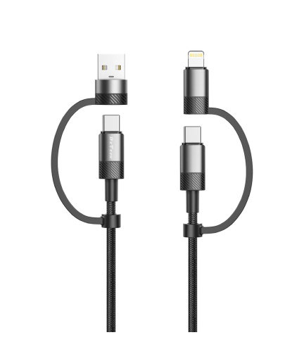 Кабел за данни DeTech DE-54UCI, 4в1 USB-Lightning/Type-C Type-C - Type-C, 1.0m, Черен - 40535