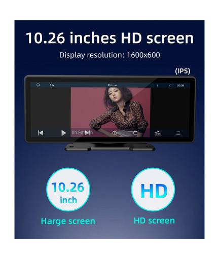 Преносим CarPlay / Android Auto дисплей No brand X5303, 10.26", За кола - 13319