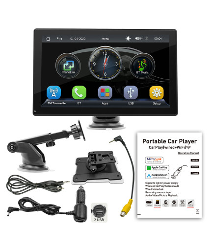 Преносим CarPlay / Android Auto дисплей No brand X5305L, 9", За автомобил - 13315