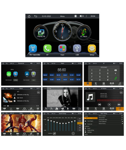 Преносим CarPlay / Android Auto дисплей No brand X5305L, 9", За автомобил - 13315