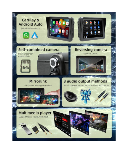 Преносим CarPlay / Android Auto дисплей No brand, X5570R-L, 7", За автомобил - 13326