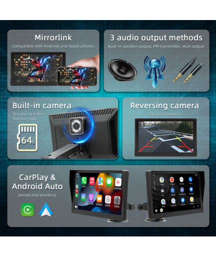 Преносим CarPlay / Android Auto дисплей No brand, X5590R, 9", За автомобил - 13321