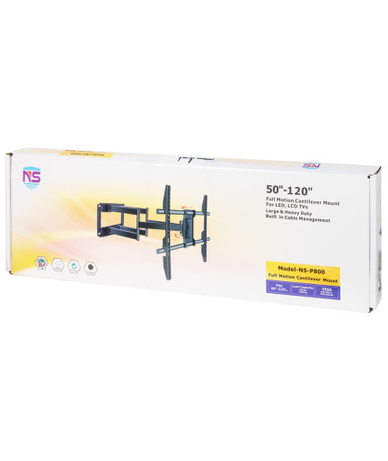 Стойка за телевизор No brand, За стена, С подвижно рамо, До 100", Черен - 17938