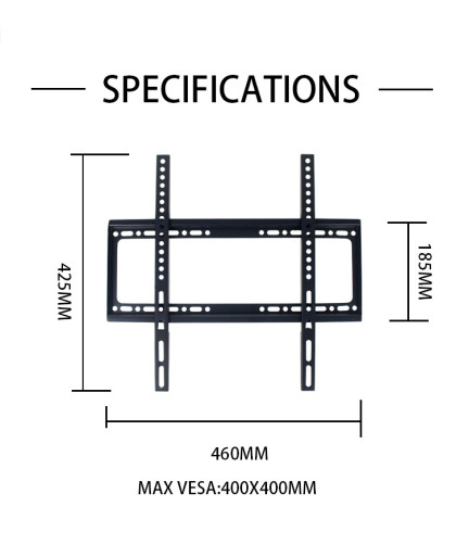 Стойка за телевизор No brand, За стена, Фиксирана, До 60", Черен - 17911