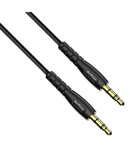 Аудио кабел DeTech DE-10AUX, 3.5mm жак, М/М, 1.0м, Черен - 40276