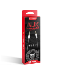Аудио кабел DeTech DE-15AUX, 3.5mm жак, М/М, 1.0м, Черен - 40273