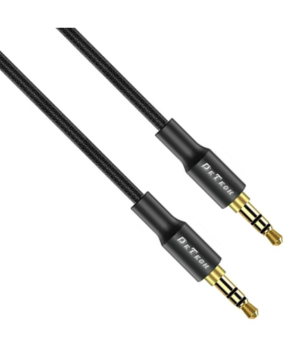 Аудио кабел DeTech DE-31AUX, 3.5mm жак, М/М, 1.0м, Черен - 40274