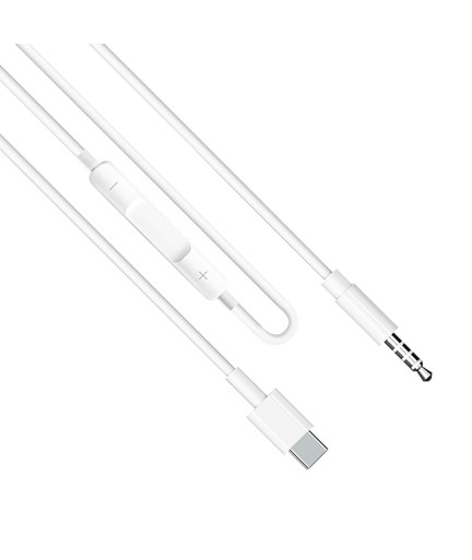 Аудио кабел Earldom ET-AUX41, 3.5mm към Type-C, 1.0м, Бял - 40175