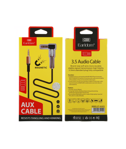 Аудио кабел, Earldom, AUX21, 3.5mm жак, М/М, 1.0м, Различни цветове - 14876