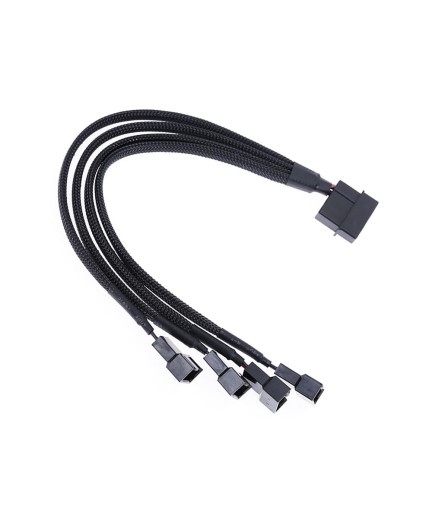 Кабел No brand, Y-Сплитер, За вентилатори, MOLEX към 4x4PIN, 0.3m, Черен - 18322