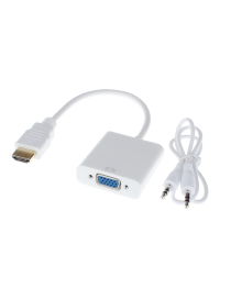 Преходник No brand, HDMI към VGA + AUDIO кабел, Бял - 18254