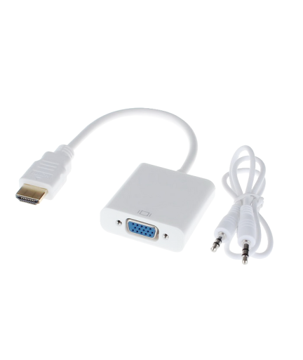 Преходник No brand, HDMI към VGA + AUDIO кабел, Бял - 18254