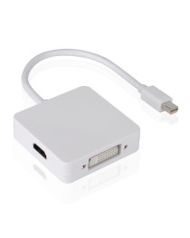 Преходник DeTech Mini DP то DVI, HDMI, VGA 10см, Бял - 18157