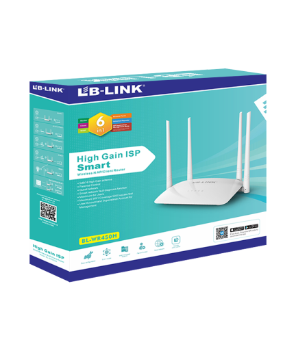 Безжичен рутер LB LINK BL-WR450H, 300Mbps, 4 антени, Бял - 19053