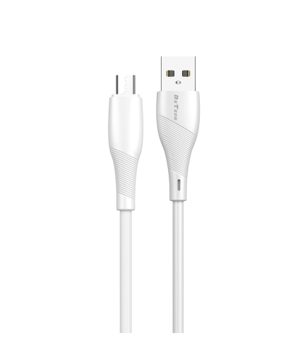 Кабел за данни DeTech DE-44M2, Micro USB, 2.0m, Бял - 40267