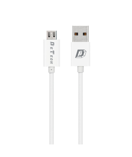 Кабели за данни DeTech, 10бр. Micro USB, 1.0m, Бял - 14143