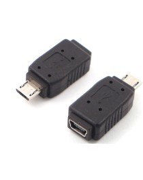 Преходник DeTech Micro USB M към Mini USB F, Черен - 17134