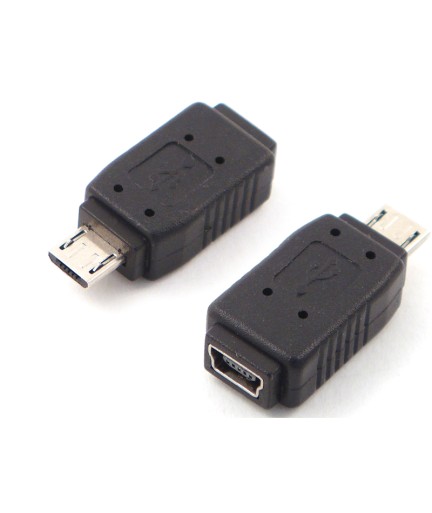 Преходник DeTech Micro USB M към Mini USB F, Черен - 17134