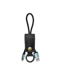 Кабел за данни micro USB, Remax RC-034I, ключодържател, естествена кожа,Черен - 14341