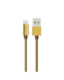 Кабел за данни, LDNIO, 2 в 1, Micro USB + Lightning (iPhone 5/6/7), С оплетка, Златист - 14490