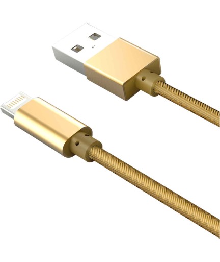 Кабел за данни, LDNIO, 2 в 1, Micro USB + Lightning (iPhone 5/6/7), С оплетка, Златист - 14490