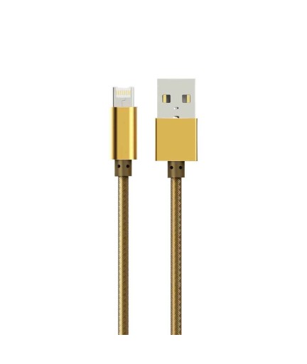 Кабел за данни, LDNIO, 2 в 1, Micro USB + Lightning (iPhone 5/6/7), С оплетка, Златист - 14490