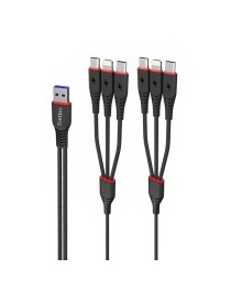 Кабел за зареждане Earldom EC-IMC021, 2xType-C, 2xMicro USB, 2xLightning, 2.0m, Черен - 40184