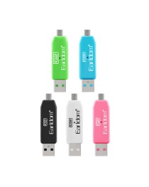 Преходник Earldom ET-OT05, USB F към Micro USB, Четец за карти, OTG, Различни цветове - 40170