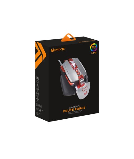 Геймърска мишка Mixie M9, Оптична, 8D, RGB, Сив - 727