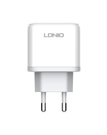 Мрежово зарядно устройство LDNIO A2526C, 45W, 1 x Type-C F, 1 x USB F, PD, QC, PPS, С Lightning кабел , Бял - 40285