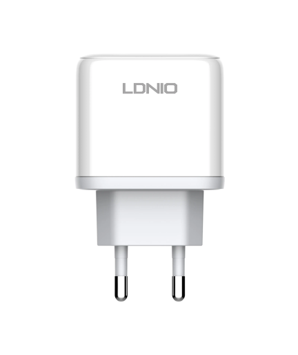 Мрежово зарядно устройство LDNIO A2526C, 45W, 1 x Type-C F, 1 x USB F, PD, QC, PPS, С Lightning кабел , Бял - 40285