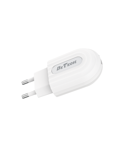 Мрежово зарядно устройство, DeTech, DE-28C, 5V/2.4A, 220V,1 x USB, С Type-C кабел, 1.0m, Бял - 14135