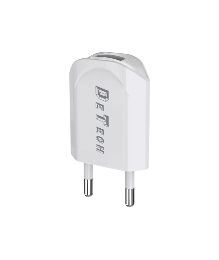 Мрежово зарядно устройство, DeTech, DE-11M, 5V/1A, 220V,1 x USB, С Micro USB кабел, 1.0m, Бял - 14115