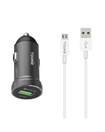 Зарядно устройство за кола Yookie PC2, Quick Charge 3.0, 1xUSB, С Micro USB кабел, Различни цветове - 40137