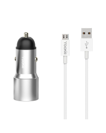 Зарядно устройство за кола Yookie PC4, Quick Charge 3.0, 2xUSB, С Micro USB кабел, Различни цветове - 40143