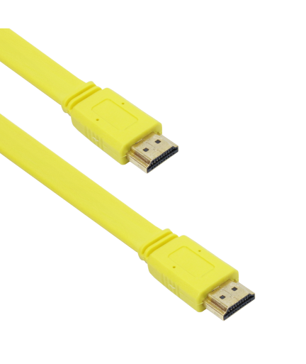 Кабел DeTech HDMI - HDMI M/М, 1.8m, Flat, Жълт - 18123